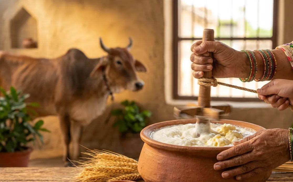 Churning in the clay chaati